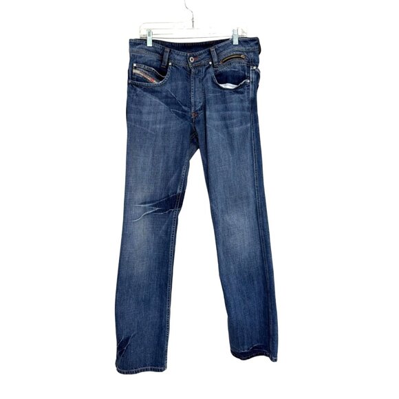 Diesel Mens Paddom Jeans Distressed Blue Denim Straight Button Fly Size 32x34 - Picture 1 of 10